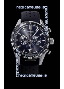 Tag Heuer Carrera Swiss Quartz Movement Replica Watch in Black Dial - Black Rubber Strap