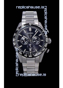 Tag Heuer Carrera Swiss Quartz Movement Replica Watch in Black Dial - Stainless Steel Strap