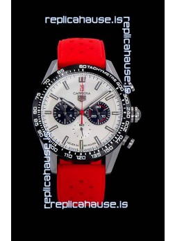 Tag Heuer Carrera Swiss Quartz Movement Replica Watch in White Dial - Red Rubber Strap