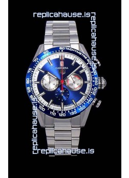 Tag Heuer Carrera Swiss Quartz Movement Replica Watch in Blue Dial - Stainless Steel Strap
