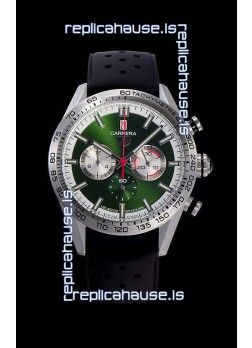 Tag Heuer Carrera Swiss Quartz Movement Replica Watch in Green Dial - Black Rubber Strap