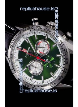 Tag Heuer Carrera Swiss Quartz Movement Replica Watch in Green Dial - Black Leather Strap