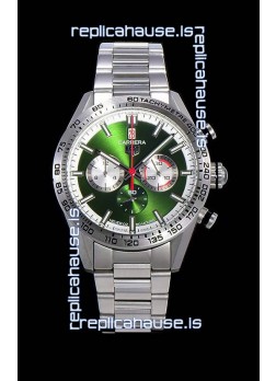 Tag Heuer Carrera Swiss Quartz Movement Replica Watch in Green Dial - Stainless Steel Strap