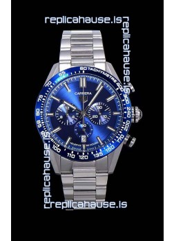 Tag Heuer Carrera Swiss Quartz Movement Replica Watch in Blue Dial - Stainless Steel Strap