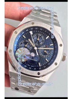 Audemars Piguet Royal Oak Perpetual Calendar Swiss Replica Steel Casing Watch in Blue Dial 