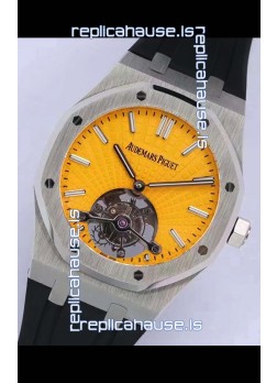 Audemars Piguet Royal Oak Tourbillon 41mm Yellow Dial in 904L Steel Case Rubber Strap