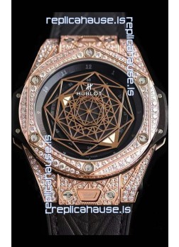 Hublot Big Bang Sang Bleu 45MM Stainless Steel Diamonds Edition Swiss Replica Watch