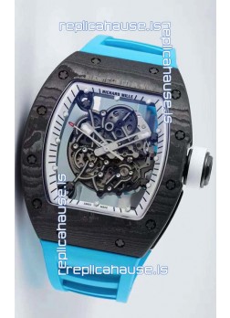 Richard Mille RM055 Forged Carbon Casing 1:1 Mirror Replica Watch in Blue Strap 