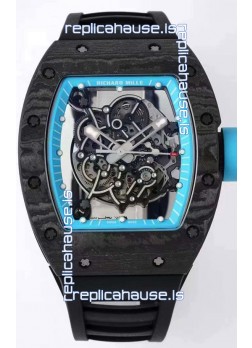 Richard Mille RM055 Forged Carbon Casing 1:1 Mirror Replica Watch in Black Strap 