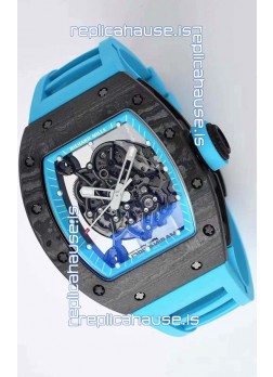 Richard Mille RM055 Forged Carbon Casing 1:1 Mirror Replica Watch in Blue Strap 