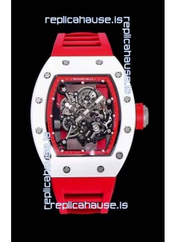 Richard Mille RM055 Ceramic Casing 1:1 Mirror Replica Watch in Red Strap 