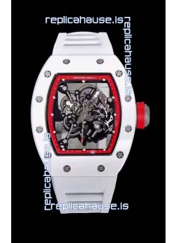 Richard Mille RM055 Ceramic Casing 1:1 Mirror Replica Watch in White Strap 