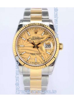 Rolex Datejust Palm Motif Dial 36MM Cal.3135 Movement Swiss Replica Watch in 904L Two Tone Casing