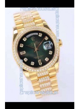 Rolex Day Date Presidential 18K Yellow Gold Watch 36MM - Green Dial 1:1 Mirror Quality Watch