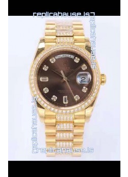 Rolex Day Date Presidential 18K Yellow Gold Watch 36MM - Brown Dial 1:1 Mirror Quality Watch