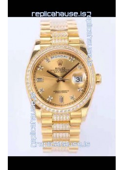 Rolex Day Date Presidential 18K Yellow Gold Watch 36MM - Gold Dial 1:1 Mirror Quality Watch