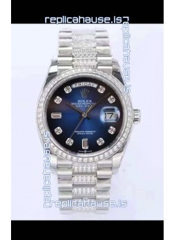 Rolex Day Date Presidential 904L Steel 36MM - Blue Dial 1:1 Mirror Quality Watch