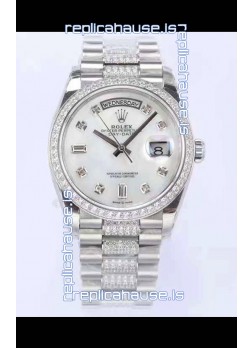Rolex Day Date Presidential 904L Steel 36MM - White Pearl Dial 1:1 Mirror Quality Watch