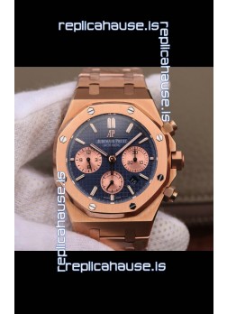Audemars Piguet Royal Oak Chronograph Blue Dial Rose Gold on 904L Steel - 1:1 Mirror Replica