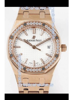 Audemars Piguet Royal Oak Swiss Automatic 34MM Swiss Watch in Rose Gold Casing - 1:1 Mirror Replica Edition