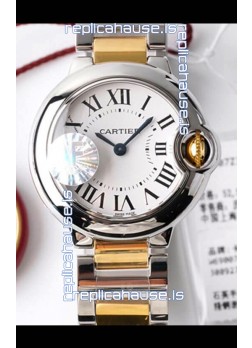 Ballon De Cartier Swiss Quartz 1:1 Mirror Quality 28MM in 2 Tone Casing White Dial 