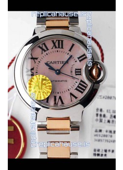 Ballon De Cartier Swiss Automatic 1:1 Mirror Quality 33MM in 2 Tone Rose Gold Casing Pink Dial 
