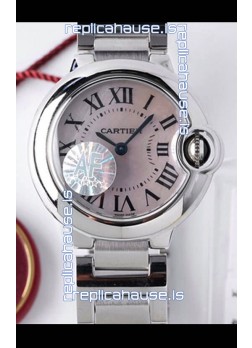 Ballon De Cartier Swiss Quartz 1:1 Mirror Quality 28MM in Steel Casing White Pearl Dial 