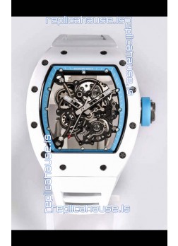 Richard Mille RM055 White Ceramic Casing 1:1 Mirror Replica Watch in White Strap