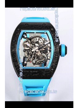 Richard Mille RM055 Black Carbon Casing 1:1 Mirror Replica Watch in Blue Strap