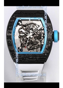 Richard Mille RM055 Black Carbon Casing 1:1 Mirror Replica Watch in White Strap