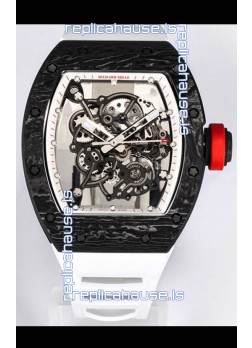 Richard Mille RM055 Black Carbon Casing 1:1 Mirror Replica Watch in White Strap