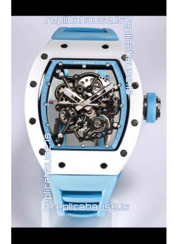 Richard Mille RM055 White Ceramic Casing 1:1 Mirror Replica Watch in Blue Strap