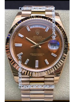 Rolex Day Date 40MM 228235 Rose Gold in Brown Dial 1:1 Mirror Replica Watch