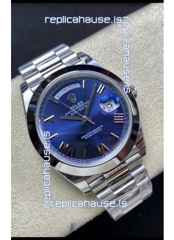 Rolex Day Date M228206-0015 904L Steel 40MM - Blue Dial 1:1 Mirror Replica