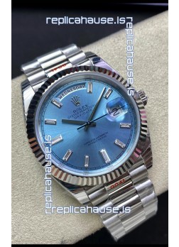 Rolex Day Date M228236-0006 904L Steel 40MM - Ice Blue Dial 1:1 Mirror Replica