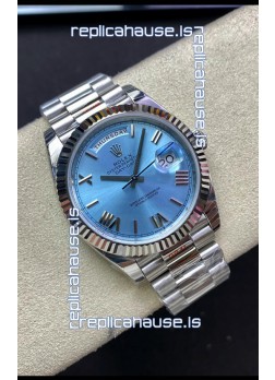 Rolex Day Date M228236-0012 904L Steel 40MM - Ice Blue Dial 1:1 Mirror Replica
