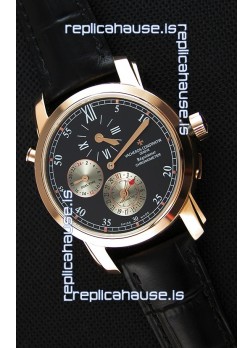 Vacheron Constantin Malte Dual Time Regulator Pink Gold Swiss Replica Watch 