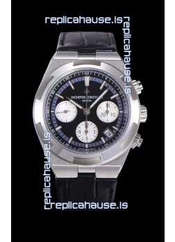 Vacheron Constantin Overseas Chronograph Black Dial Swiss Replica Watch - Leather Strap