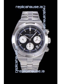 Vacheron Constantin Overseas Chronograph Black Dial Swiss Replica Watch - Stainless Steel Strap
