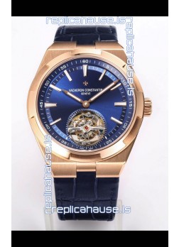 Vacheron Constantin Overseas Tourbillon Rose Gold in Blue Dial Leather Strap 1:1 Mirror Replica