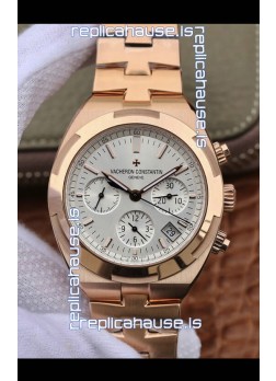 Vacheron Constantin Overseas Chronograph Swiss Replica Watch in Steel Casing Blue Dial