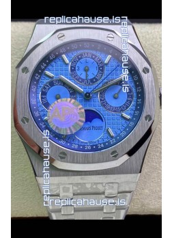 Audemars Piguet Royal Oak Perpetual Calendar Swiss Replica Steel Casing Watch in Steel Blue Dial 