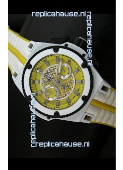 Hublot King Power Ferrari Edition Swiss Replica Watch - White/Yellow Strap