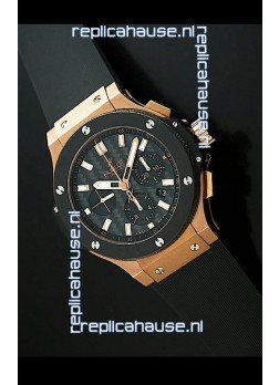 Hublot Big Bang Pink Gold Swiss Replica Watch - 1:1 Mirror Replica Carbon Dial