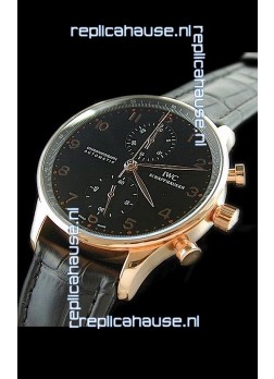 IWC Portuguese Chronograph Swiss Replica Watch in Black Dial