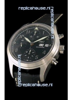 IWC Der Flieger Chronograph Swiss Replica Watch in Black Dial