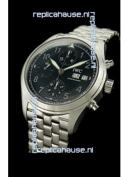 IWC Der Flieger Chronograph Swiss Replica Watch in Black Dial
