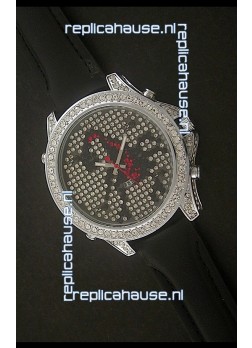 Five Time Zones J&C Imitations Japanese Watch in Full Diamonds