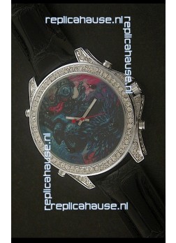 Five Time Zones J&C Imitations Japanese Watch in Full Diamonds