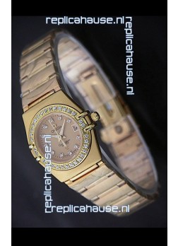 Omega Full Gold Diamonds Constellation Japanese Watch